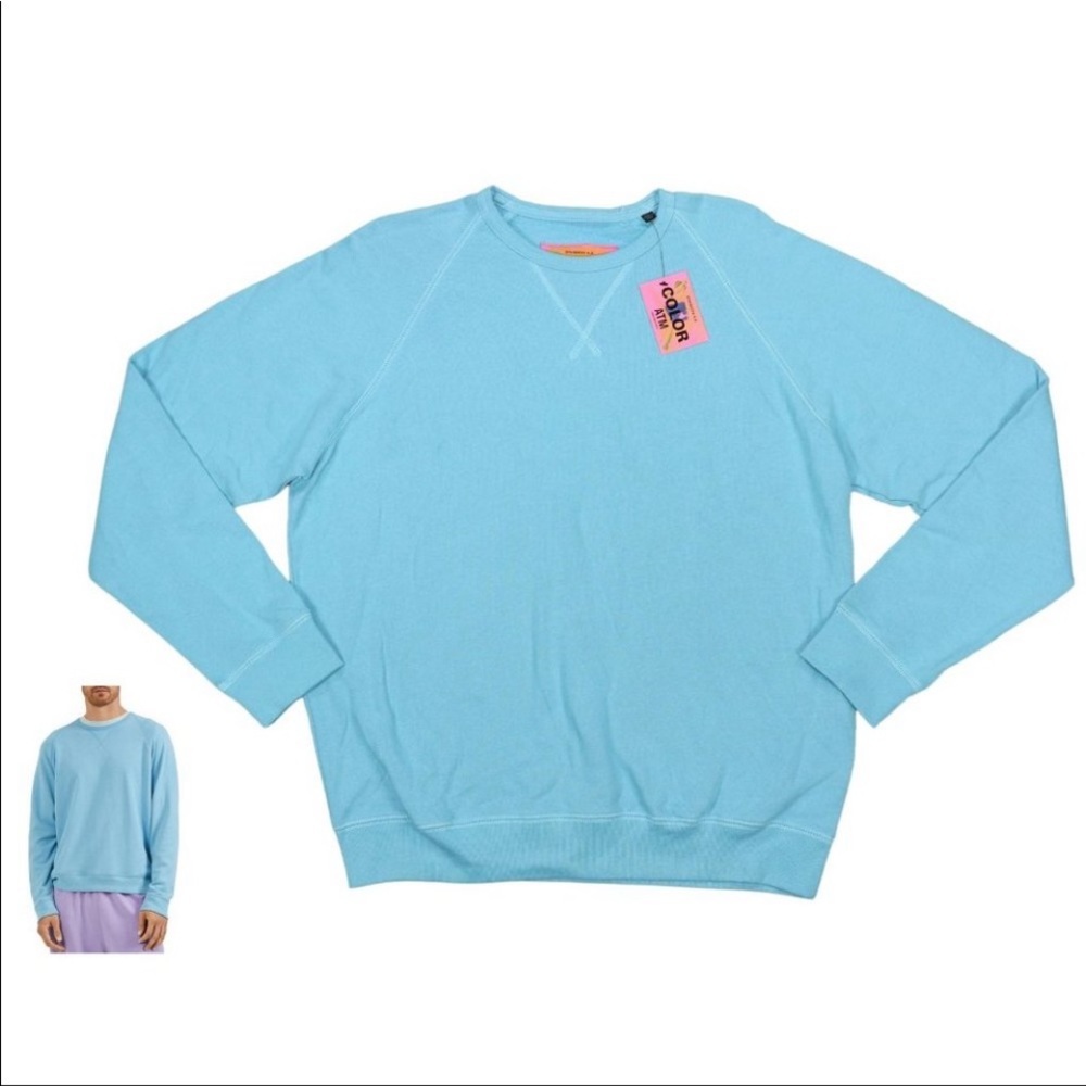 ATM Anthony Thomas Melillo French Terry Pullover Crew Neck Sweatshirt NWT Ocean